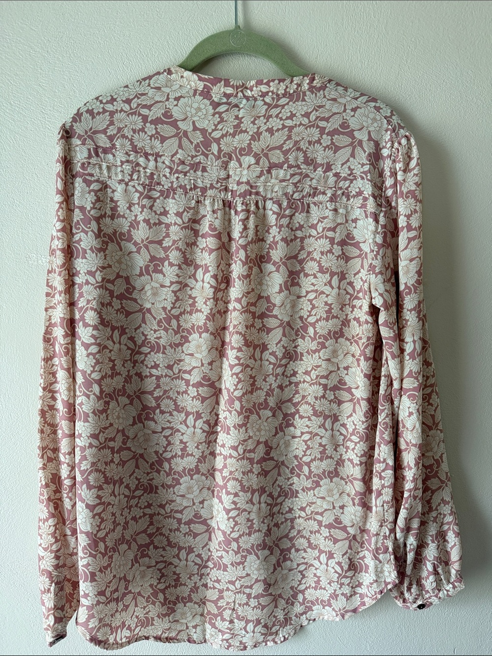 LOFT Dusty Rose and Cream Floral Button-Front Blouse - Picture 4 of 4